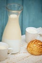 non-homogenized Homemade milk. Royalty Free Stock Photo