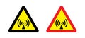 Beware non-ionising Radiation Symbol and Label. Non-ionizing radiation hazard warning signboard Royalty Free Stock Photo