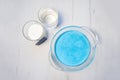 Non newtonian fluid, kids chemistry experiment Royalty Free Stock Photo