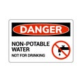 Non potable water danger sign. Drinkable faucet forbidden unsafe water symbol.