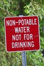 A non-potable water, not for drinking sign