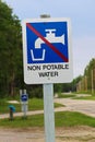 A non potable water sign at a sanidump station Royalty Free Stock Photo