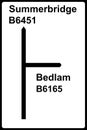 Non-Primary road junction sign to Bedlam Royalty Free Stock Photo