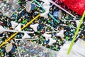 Non Recyclable Single Use Plastic Waste On Shredded Plastic Environmental Concept