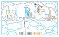 Polluting energy. Editable vector illustration. Landscape poster Royalty Free Stock Photo