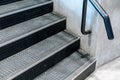 Non-slip stairs with dot pattern close up for background.