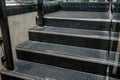 Non-slip stairs with dot pattern close up for background.