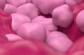 Non Small Cell Lung Cancer NSCLC in the lung tissue - super closeup view 3d illustration