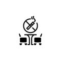 Non-smoking restaurant black icon concept. Non-smoking restaurant flat vector symbol, sign, illustration. Royalty Free Stock Photo