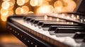 non-standard keyboard of a grand piano against the background illumination