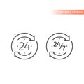 24 7 non stop arrow circle loop vector icon Royalty Free Stock Photo