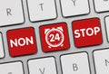 NON STOP 24H. - Inscription on Red Keyboard Key