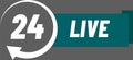 Non stop live streaming is represented by the number 24 inside a rotating arrow and the word live on a green horizontal