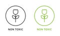 Non Toxic Product Line Green and Black Icons Set. No Toxin Chemical Safety Product Guarantee Outline Pictogram. Free Royalty Free Stock Photo