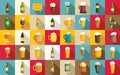 Nonalcoholic beer icons set flat vector. Can bottle drink