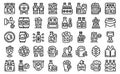 Nonalcoholic beer icons set outline vector. Can bottle