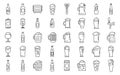 Nonalcoholic beer icons set outline vector. Can bottle drink