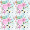 Very beautiful pattern with roses. Nice roses on abstract background. Royalty Free Stock Photo