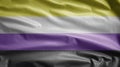 Nonbinary flag waving in the wind. Close up of genderqueer banner blowing