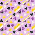 Nonbinary pride seamless pattern. LGBT pride month wallpaper, Non-binary rainbow hearts