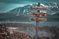 Noncommunicable diseases and air pollution text quote engraved on wooden signpost outdoors in landscape looking polluted