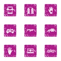 Nonexistent icons set, grunge style Royalty Free Stock Photo