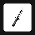 Nonfolding military knife icon in simple style