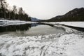 Nonfreezing winter lake Royalty Free Stock Photo