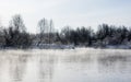 Nonfreezing winter lake Royalty Free Stock Photo