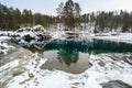 Nonfreezing winter lake Royalty Free Stock Photo