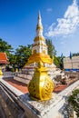 Nong Khai,Northeastern Thailand on December22,2018:White stupa in front of the ordination hall of Wat Pho Chai,Mueang Nong Khai Mu