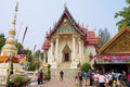 People visit Wat Pho Chai buddhist temple in Nong Khai, Thailand.