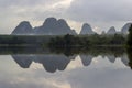 Nong Talay in Krabi province,Southern Thailand,with breathtaking views at dawn. Reflection shadow of the sky at Nong Talay