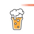 Nonic pint beer with foam and bubbles icon