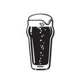 Nonic pint beer glass. Hand drawn vector illustration on white background.