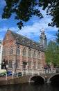 Nonnenbrug and Academy building Leiden university Royalty Free Stock Photo