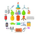 Nonrenewable energy icons set, cartoon style Royalty Free Stock Photo