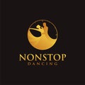 Nonstop dancing couple logo, dancing in a clock logo icon vector template