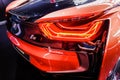 Rear view of a BMW i8 Roadster sports car showcased at the 40 th Bangkok International Motor Show 2019 in Nonthaburi, Thailand Royalty Free Stock Photo