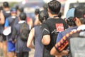 Nonthaburi - DEC 6 2017 : On the way of Thai celebrity rocker `Toon Bodyslam` takes on 55-day running marathon to raise money for Royalty Free Stock Photo