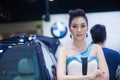 NONTHABURI - DECEMBER 8: Unidentified modelling posted with new car BMW 50d