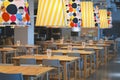 NONTHABURI, THAILAND - APR 11: Interior of wooden table in food court at IKEA.