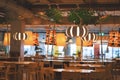 NONTHABURI, THAILAND - APR 11: Interior of wooden table in food court at IKEA.