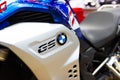 Closeup - Logo `BMW` of Motorcycle show at the event