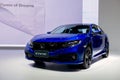 NONTHABURI,THAILAND - DECEMBER 6,2018 : Side view of all new honda civic turbo RS blue color car on display at Thailand Internatio Royalty Free Stock Photo