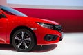 NONTHABURI, THAILAND - DECEMBER 9,2017 : View of All New Honda Civic red color car on booths at Thailand International Motor-Expo Royalty Free Stock Photo