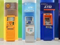 Colorful cash machine row