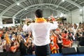 Nonthaburi ,Thailand - March 10,2019 : Mr.Thanathorn juangroongruangkit,The leader of Future Forward Party FWP during speak for Royalty Free Stock Photo