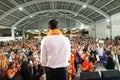 Nonthaburi ,Thailand - March 10,2019 : Mr.Thanathorn juangroongruangkit,The leader of Future Forward Party FWP during speak for Royalty Free Stock Photo