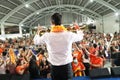 Nonthaburi ,Thailand - March 10,2019 : Mr.Thanathorn juangroongruangkit,The leader of Future Forward Party FWP during speak for Royalty Free Stock Photo